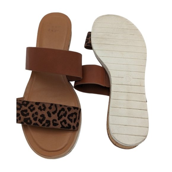 Women's A New Day Sandals Cheetah Print Slides Jaguar Leopard Animal Sz 9.5 - Picture 5 of 8
